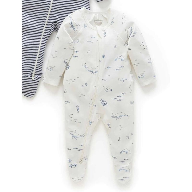 Purebaby 2 Pack Zip Growsuit image number 1